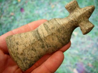 Museum Quality 3 7/8 Inch Ohio Fantailed Popeyed Birdstone With Arrowheads