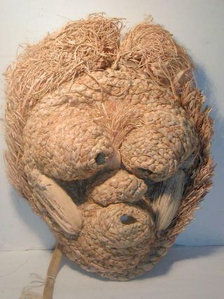 Vintage Iroquois Native American Indian Corn Husk Mask,  Snapping Turtle Clan