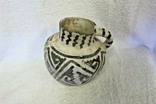 Anasazi Pottery Jar,  Snowflake Black On White 6.  5 " X 6 "