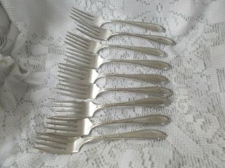 Wm Rogers Silverplate 1919 Rosemary - 9 Salad Forks - Unknown Mono