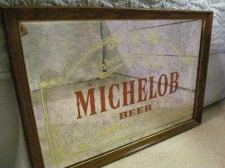 Michelob Anheuser - Busch Beer Mirror Wood Framed Vintage 1984