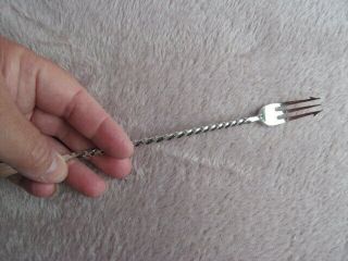 Victorian Silver Plated Barley Twist Pickle Fork Vintage Christmas Table