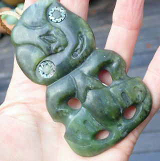 Large One Of Kind Nz Greenstone Pounamu Nephrite Marsden Jade Maori Hei Tiki