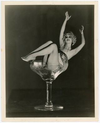 Pre - Code Chorus Girl In Martini Glass Lost Part - Talkie Manhattan Cocktail 1928