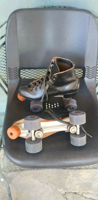 Vintage Chicago Black Leather Roller Skates Fo - Mac Wheels Size 8 Men’s