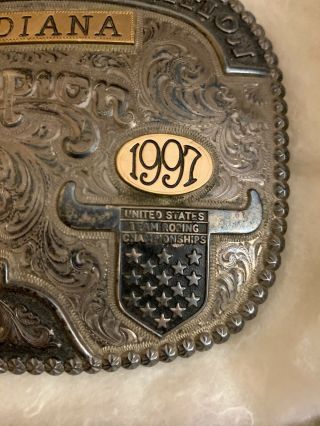 Gist Sterling 10k Gold USTRC Champion 1997 Indiana Classic Trophy Belt Buckle 2