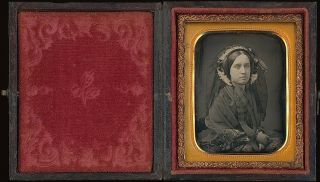 Pretty Young Lady Wearing Bonnet With Veil,  Shawl 1/9 Plate Daguerreotype F593 2