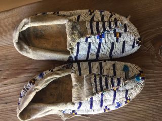 Vintage Native American Hand Made Beaded Moccasins.