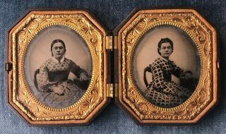 Civil War Octagonal Thermoplastic Union Case With Double Tintype Image