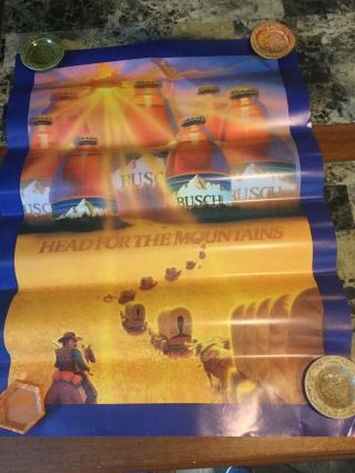 Vintage 1984 Anheuser - Busch Poster 19” X 25” Busch Beer Head For The Mountains