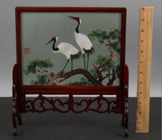 Japanese Nihon Shishu Invisible Micro Silk Weaving Embroidered Red Crown Cranes