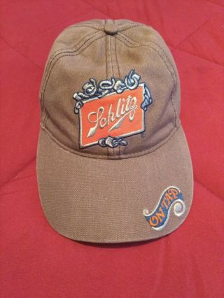 Collectible Men ' s Schlitz Beer On Tap Brown & Orange Advertising Hat Cap 2