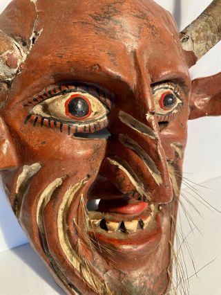 1910s Old Mexican Folk Art El Diablo Devil Mask 2