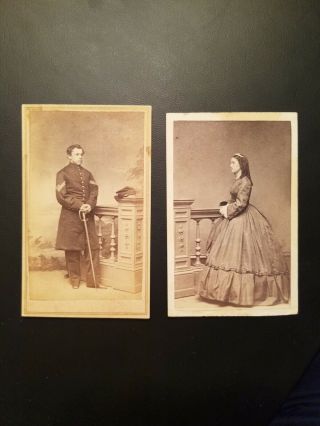 Civil War Cdvs - Union Soldier 1st Sergeant & Wife - Connecticut