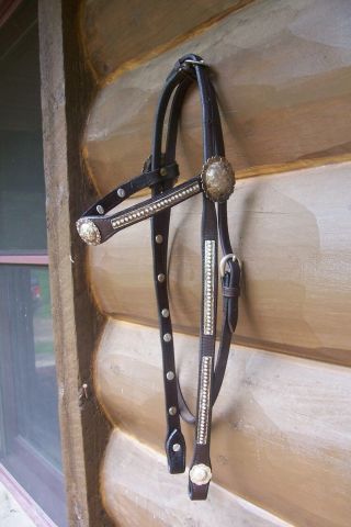 Vintage Sterling Silver Concho Browband Show Bridle Headstall