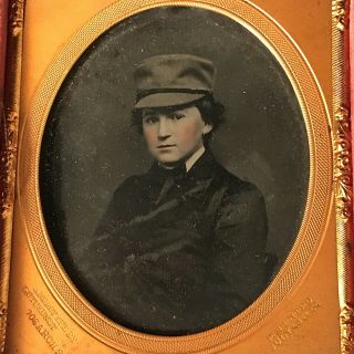 1/6 Plate Ambrotype Of A Young Boy With A Hat,  Taken By Guterkunst