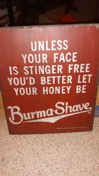 Vintage Burma Shave Hanging Sign Advertising Painted Wood 11 " Wide