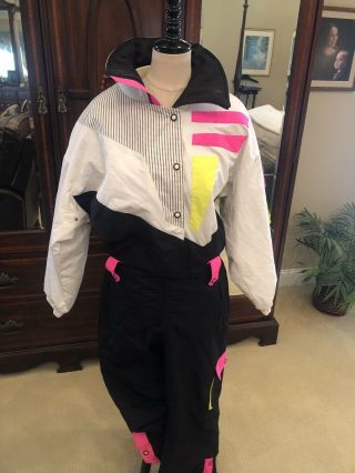 Vintage 1980s Tyrolia By Head Neon One - Piece Ski Suit Ladies Size 12 - Euc