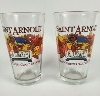 Saint Arnold Brewing Company Oktoberfest Pint Beer Glass Houston Texas Brewery