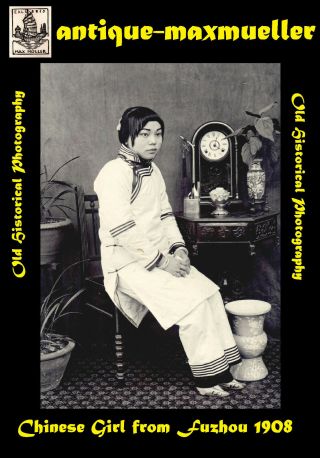 China Chinese Girl From Fuzhou Bounded Feet Orig.  Studio Photograph ≈ 1908