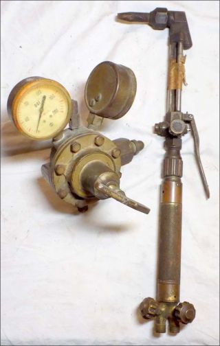 Vintage Torchwell Brass Gauge & Harris Cutting Torch