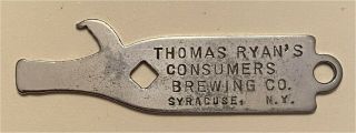 1910s Thomas Ryan Consumers Brewing Syracuse Bottle Shaped Bottle Opener A - 28 - 19