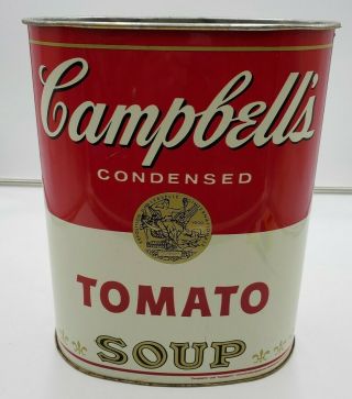 Vintage 1970s Cheinco Campbell ' s Tomato Soup Metal Trash Can 13 