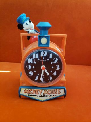 Vintage Disney Mickey Mouse Talking Alarm Clock 3d Figure Choo - Choo Train