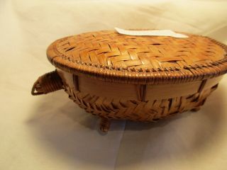 Vintage Native American Hand Made Turtle Basket,  Cherokee Indian Chi X - 337
