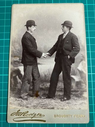 Cabinet Card Shaking Hands Himself Double Exposure Trick Photo Broughty Ferry
