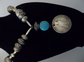 Navajo Coin Silver Mercury Dime Squash Blossom Necklace Eagle Peace Old Pawn
