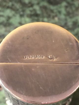 Vintage Silverplate Hans Jensen Denmark Repousse Lipstick Case Stash box hinged 2