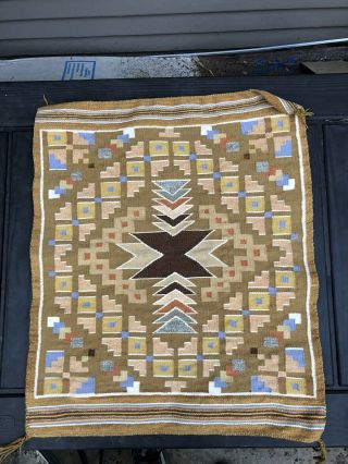 Vintage Navajo Rug Burntwater Blanket Native American Indian Tapestry Textile