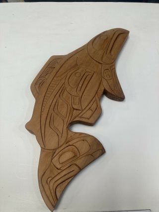 Wood Carving First Nations Art “pacific Salmon” Cedar Native Coast Salish B.  C.