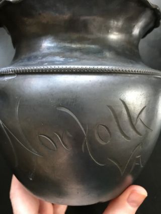 Norfolk Virginia Etched Vintage Vase Pot England Silver Plated Co.  66