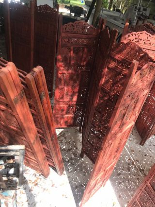 Vintage Native Indian Hand Crafted Room Dividers Made From Oak Wood 3