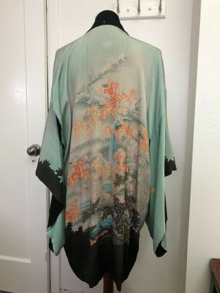 Vintage Japanese Silk Kimono Lounge Dressing Robe - Reversible M - L