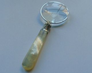 James A.  Scholes Hm Silver Band Mop Handle Magnifying Glass Sheffield 1911