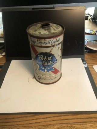 Vintage Pabst Blue Ribbon Beer Snap Cap Full Quart Can