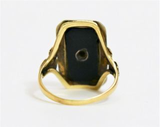 Vintage 10K Yellow Gold & Onyx Masonic Order of the Eastern Star Ring 3