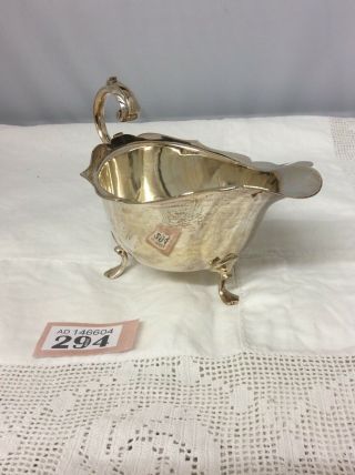 Antique Good Quality Silver Plated Sauce Boat On Feet Sheffield Numbered 1/4 Pt
