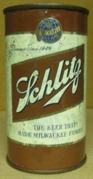 Schlitz Beer That Made Milwaukee Famous,  Usbc129 - 26 1949 Flat Top Can,  Wisconsin