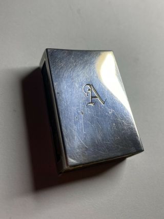 Vintage Sterling Silver Matchbox Cover Holder Monogram A