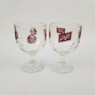 Vintage Set 2 Schlitz Goblet Glass Beer Mugs Stein Tankard Chalice Cup