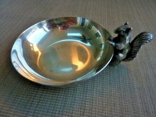 Vintage Reed And Barton Silver Plate Candy Nut Bowl With Figural Squirrel Handle