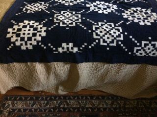 Japanese Vintage Textile Indigo Blue Cotton Futon Cover 4ft 9in x5ft5in 2