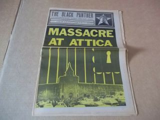 Black Panther Party Newspaper Massacre At Attica,  Angela Davis (1971) Vg,