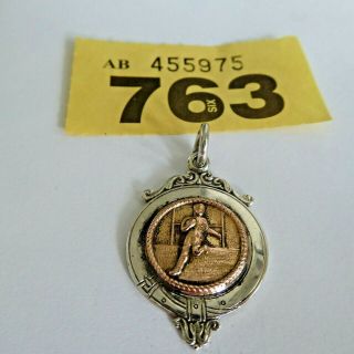Vintage Silver & Gold Fob Medal Hm Bm 1930 Ticket 763 No Inscription