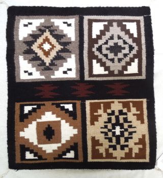 Mary Jumbo Four - In - One 22.  5 X 20 Inch Two Grey Hills Navajo Rug Weaving