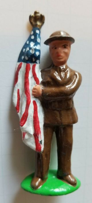 Metal Cast Co.  Vintage Rare Lead Toy Soldier 21a Flag Bearer Barclay Manoil